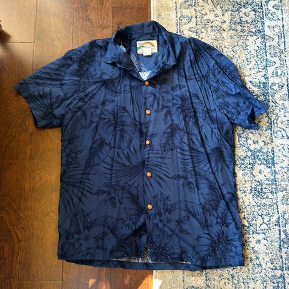 Paradise Found sz Med blue Hawaiian shirt - Picture 1 of 2